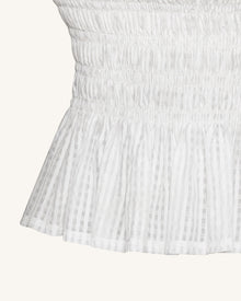 Smocked Peplum Sleeveless Top - White