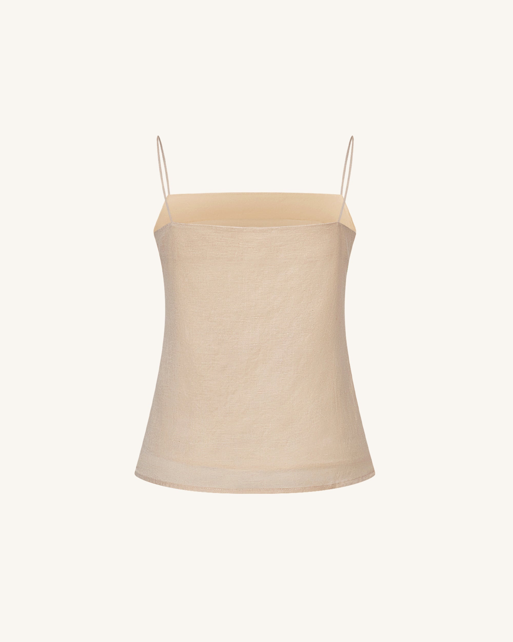 Linen Corded Embroidery Strappy Camisole - Natural