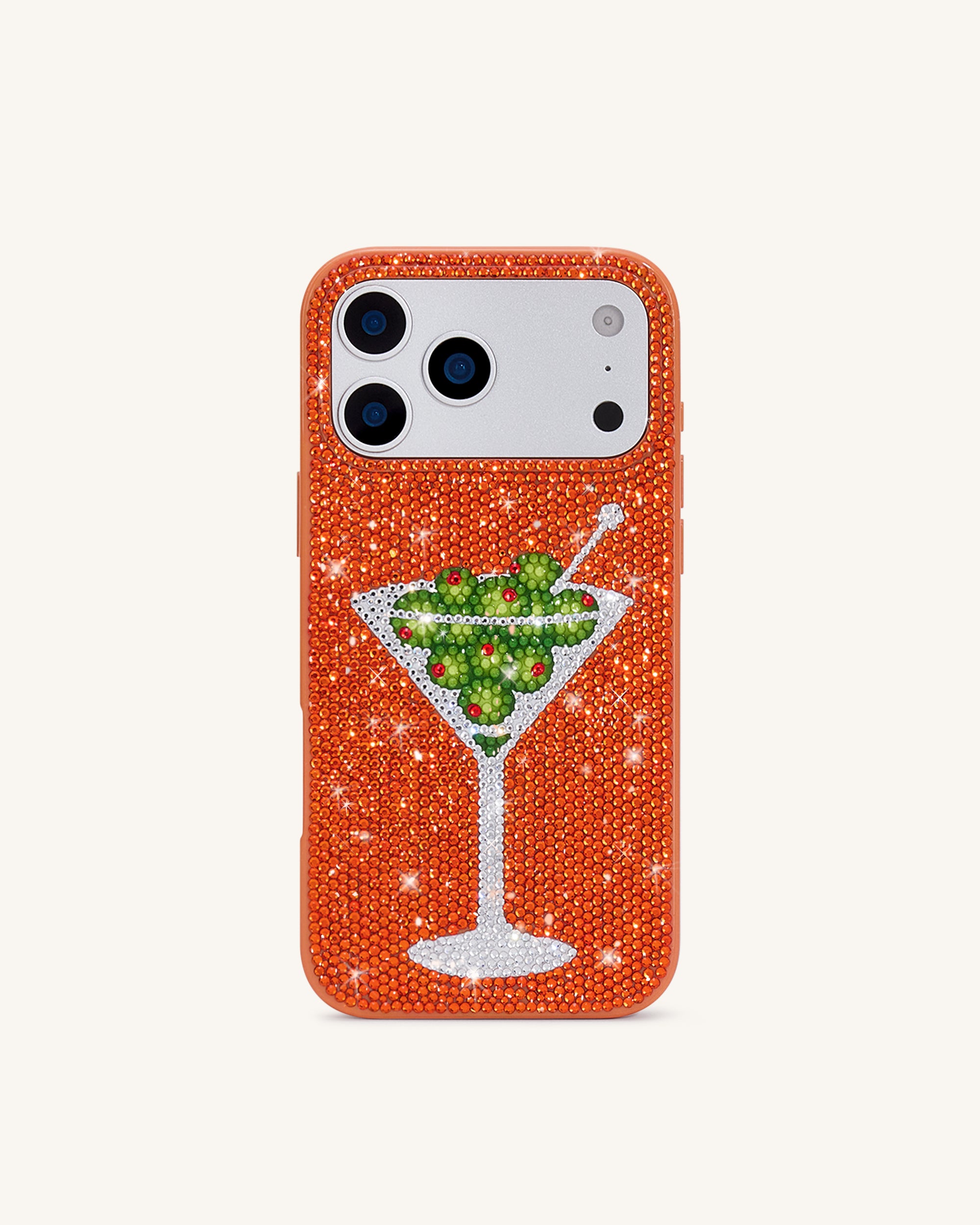Olive Martini Artificial Crystal Phone Case - Orange