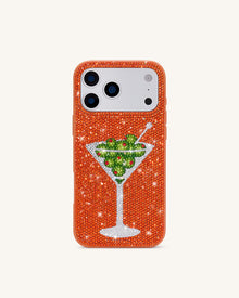 Olive Martini Artificial Crystal Phone Case - Orange