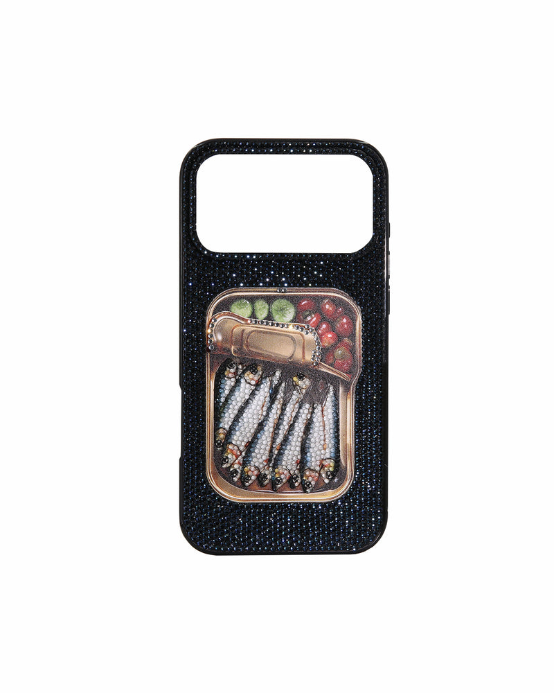 Sardine Can Art Artificial Crystal Phone Case - Black