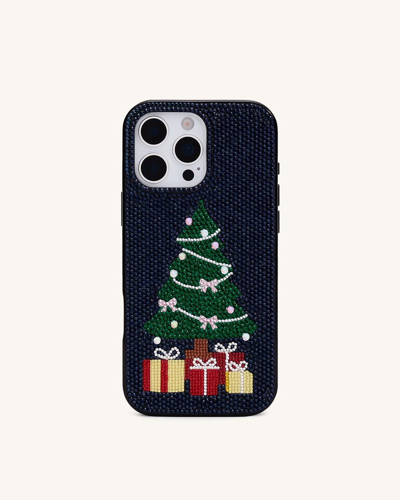 Christmas Tree Bling Phone Case - Black