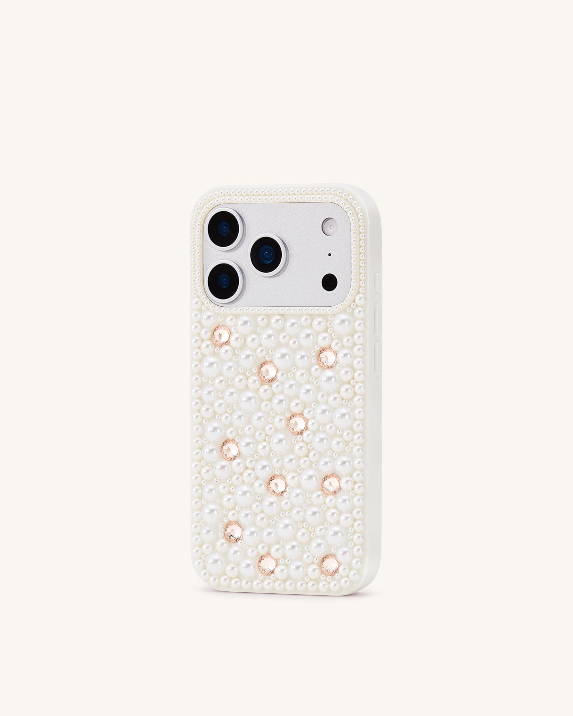 Pearl Embellished Phone Case - White