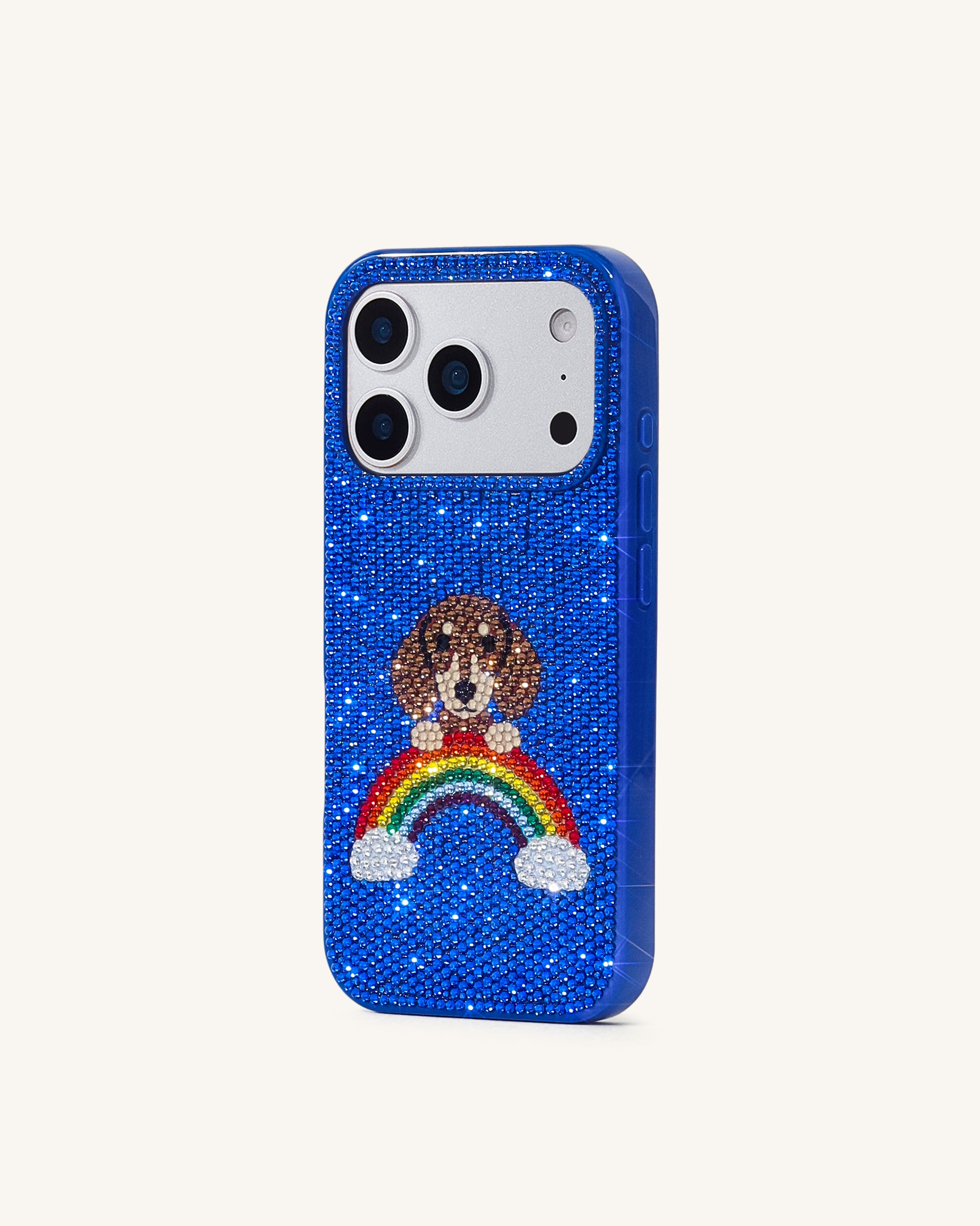 Rainbow Dog Artificial Crystal Phone Case - Blue