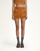 Abigail High-Waisted Utility Shorts - Brown