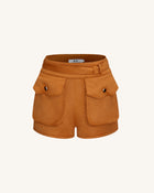 Abigail High-Waisted Utility Shorts - Brown