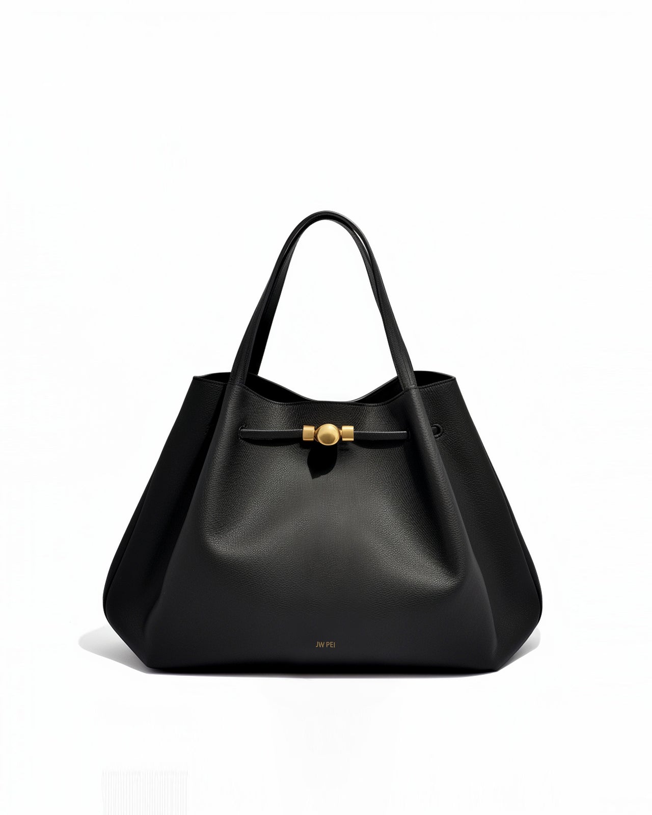 Melanie Classic Leather Shoulder Bag - Black