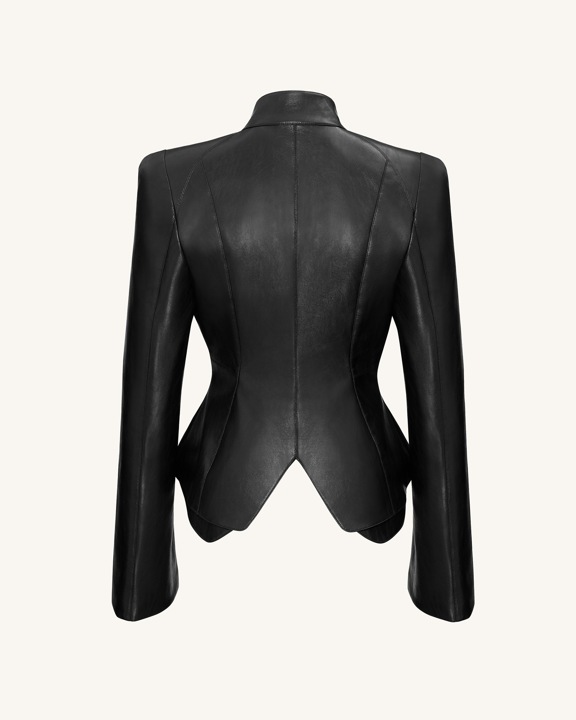 Autumn Metallic Conch PU Jacket - Black