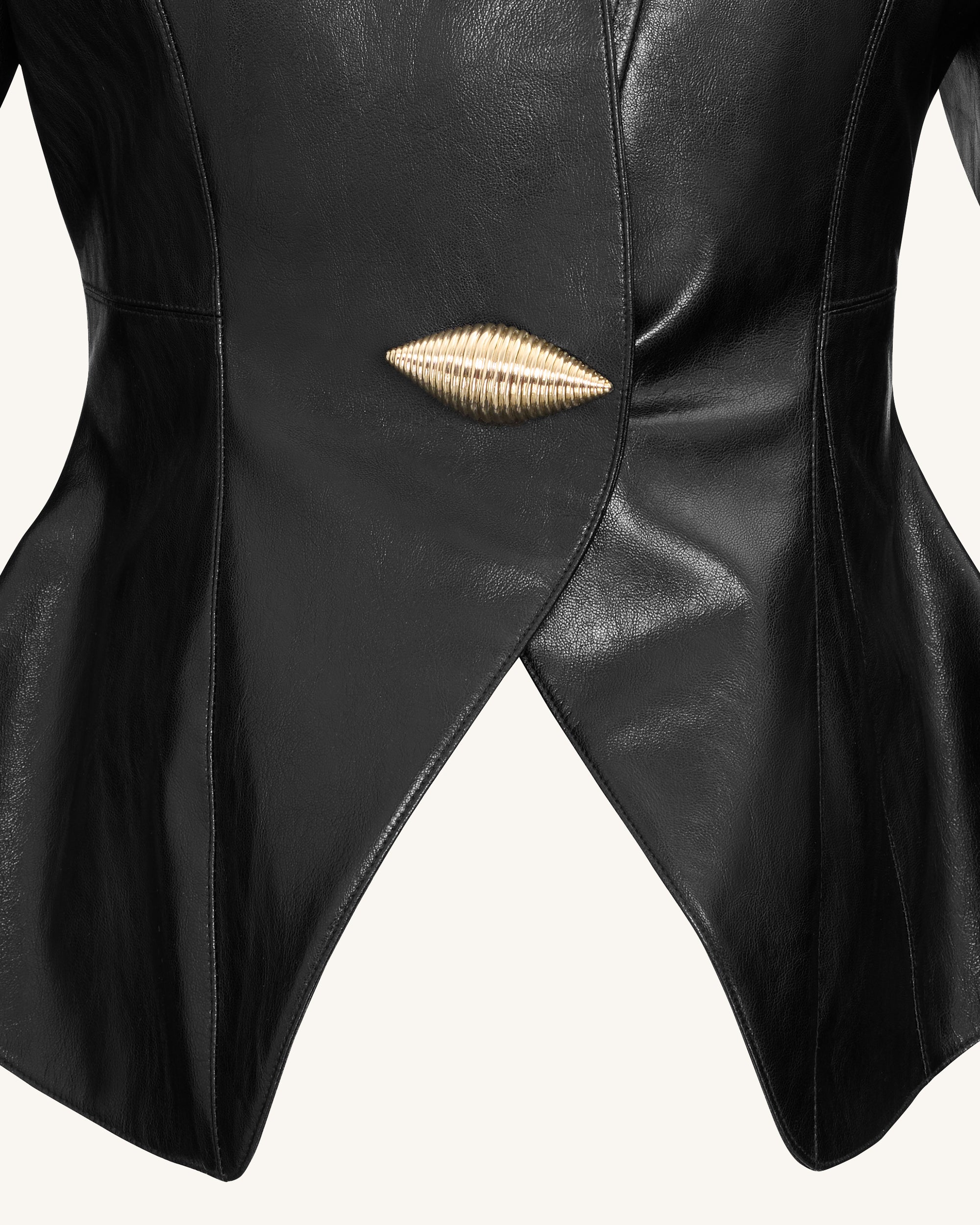 Autumn Metallic Conch PU Jacket - Black