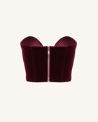 Anna Low-cut Velvet Corset Top - Claret