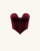 Anna Low-cut Velvet Corset Top - Claret