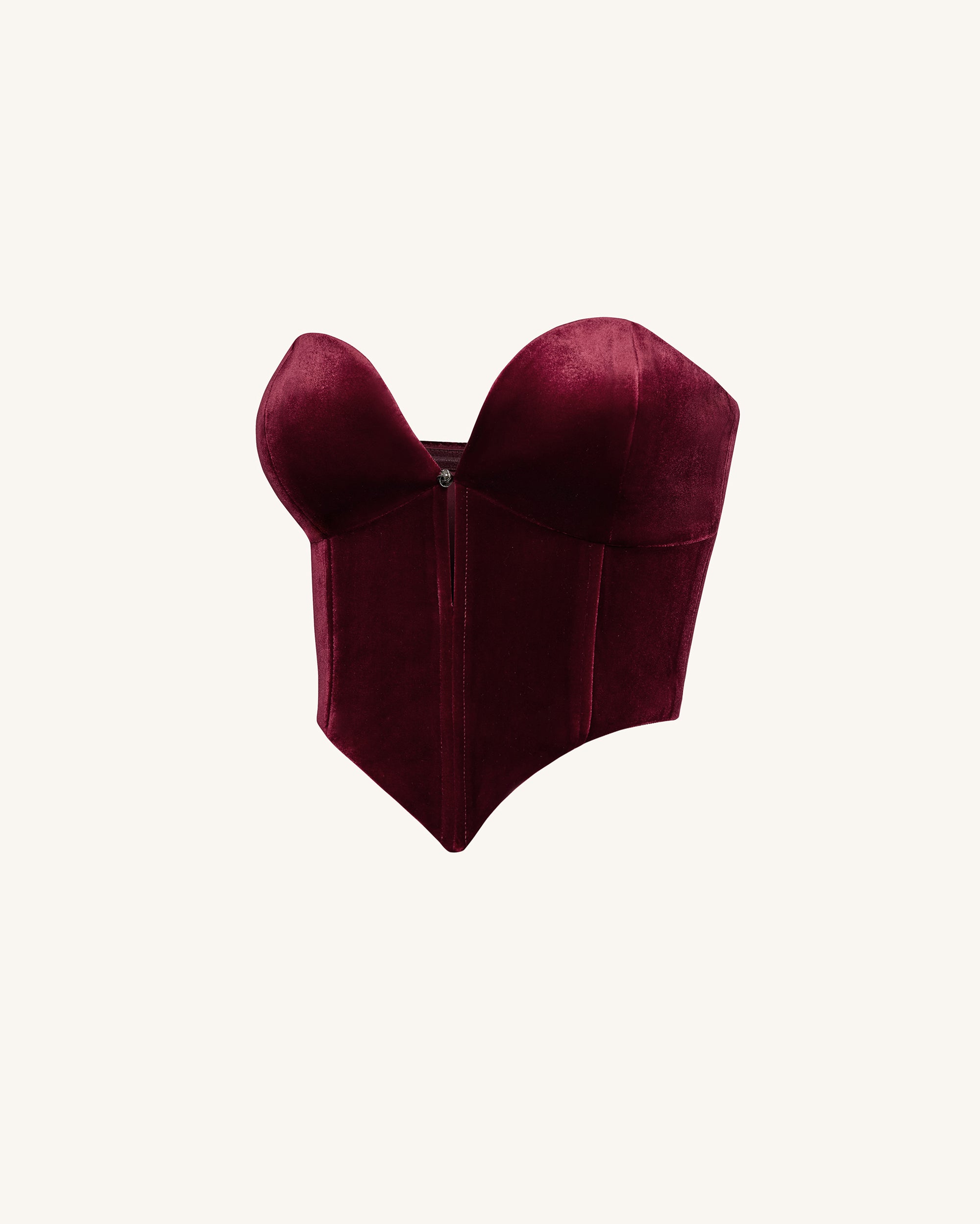 Anna Low-cut Velvet Corset Top - Claret