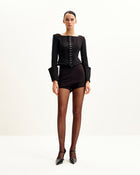 Lydia Corset-Inspired Blazer - Black