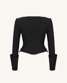 Lydia Corset-Inspired Blazer - Black