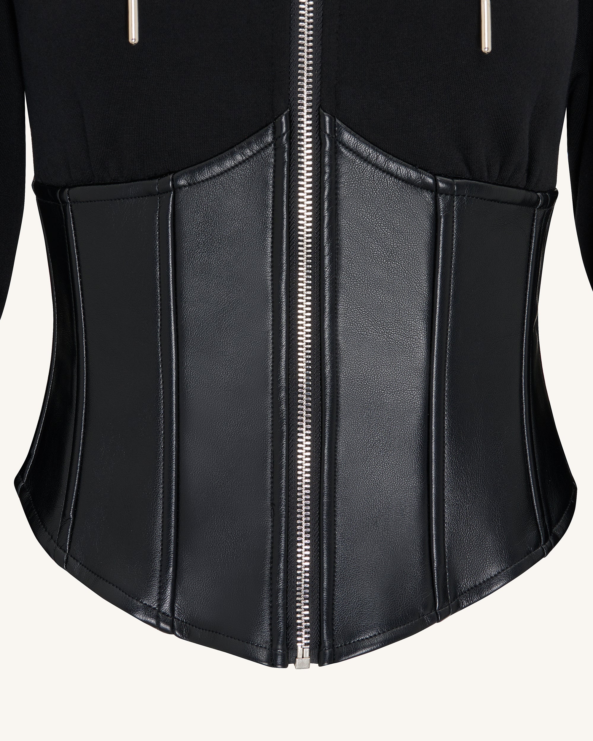 Valentina Structured Corset Hoodie - Black