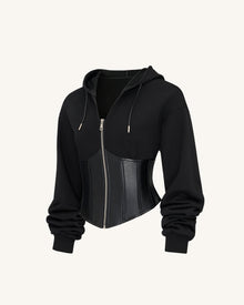 Valentina Structured Corset Hoodie - Black