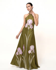 Iris Floral Print
 Halter Maxi Dress
 - Moss