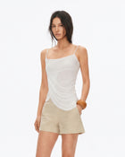 Convertible Asymmetrical Draped Semi-Sheer Cape Top - Ivory
