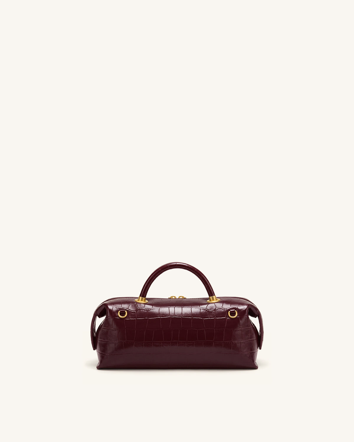 Mireya Double Zip Top Handle Bag - Burgundy Croc