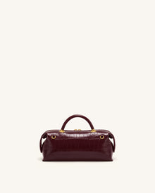Mireya Double Zip Top Handle Bag - Burgundy Croc