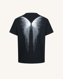 The Gothic Silver Wing Cascade Tee - Black
