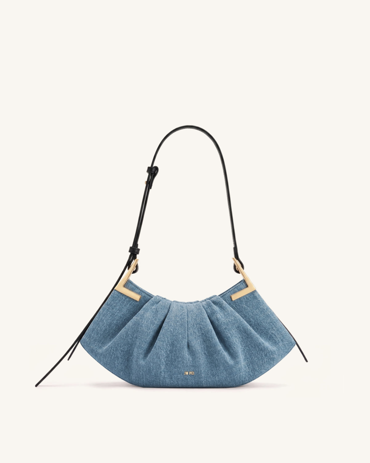 Amelia Pleated Shoulder Bag - Light Blue Denim