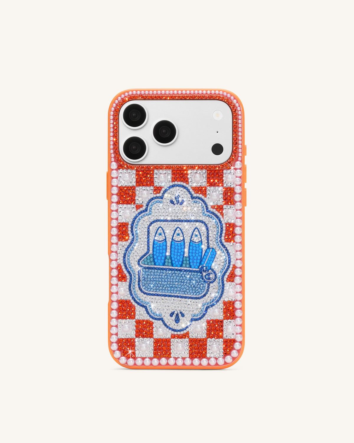 Mediterranean Sardines Artificial Crystal Phone Case - Orange