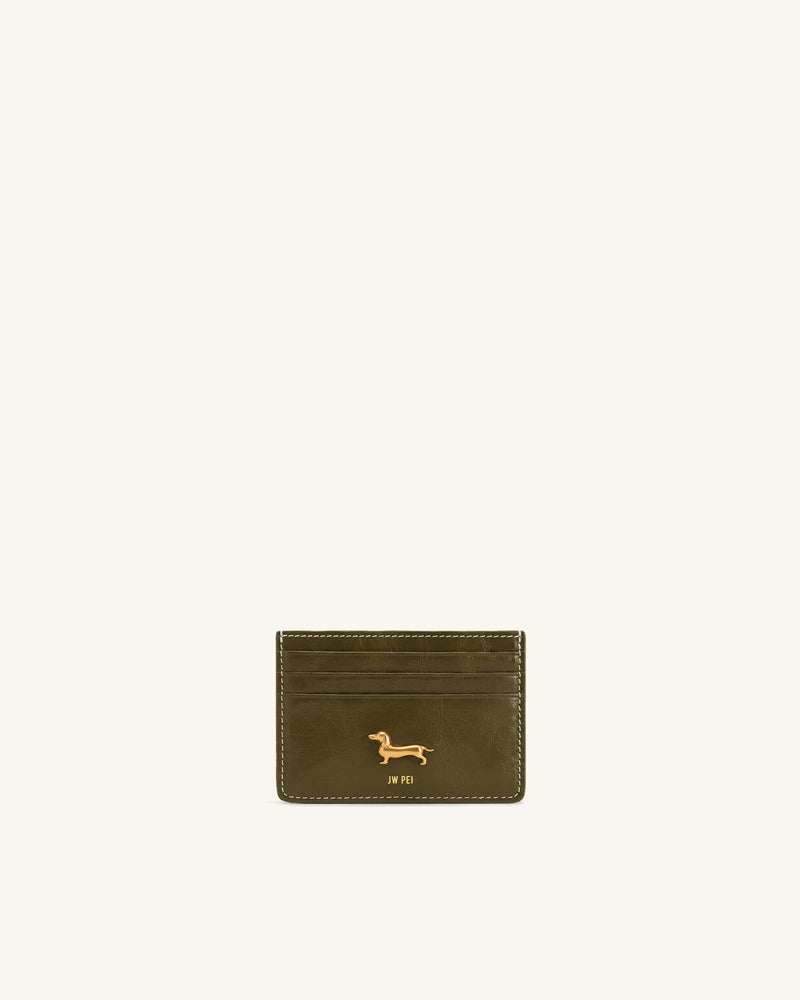 Maeve Dachshund Metal Emblem Card Holder - Dark Green