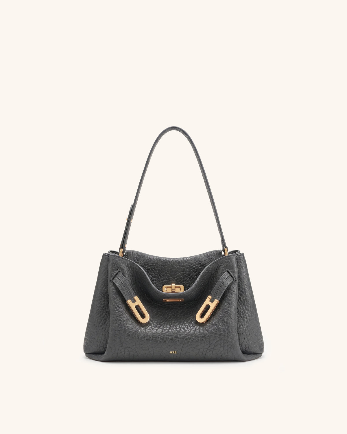 Rhea Double Buckle Shoulder Bag - Charcoal Grey