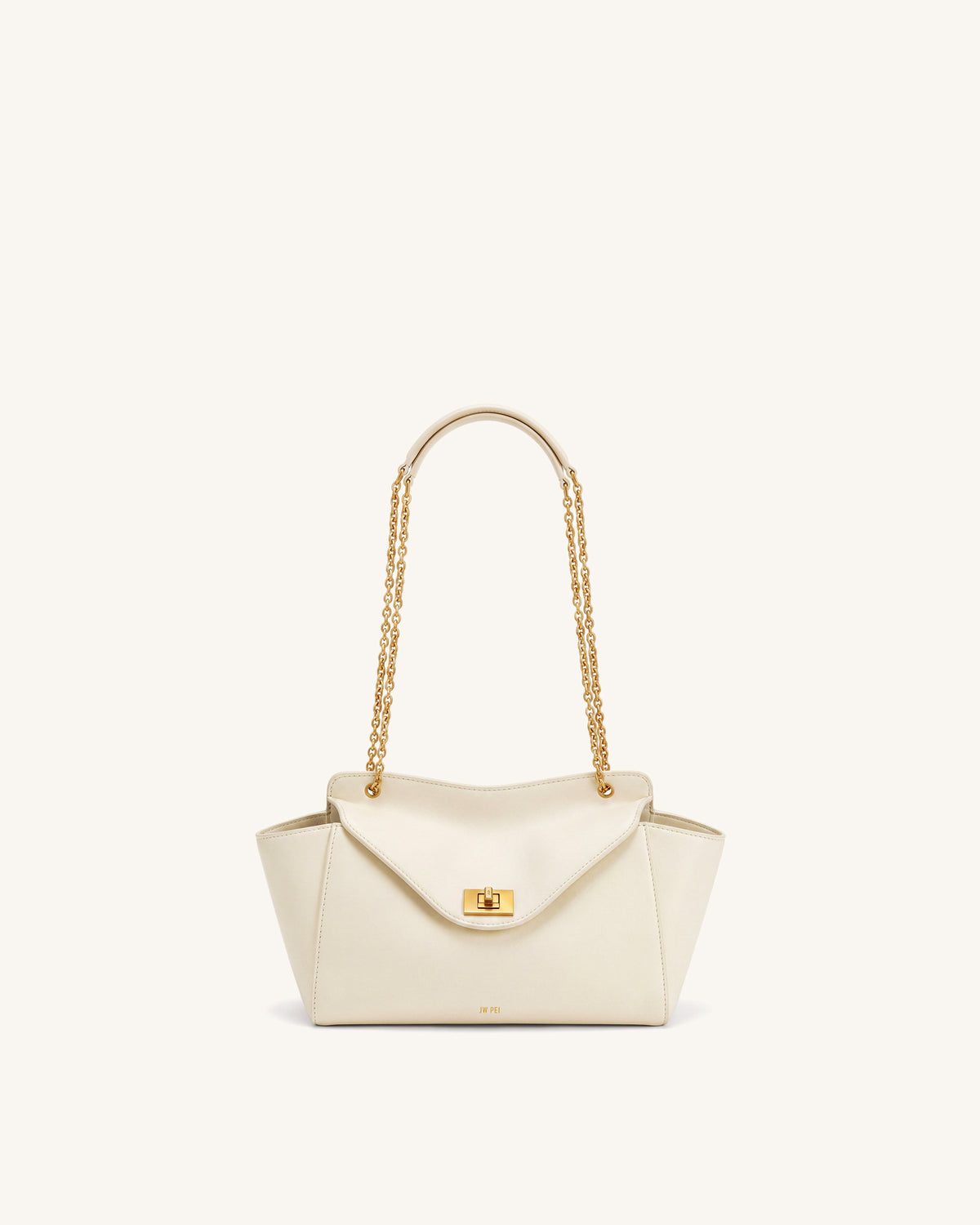 Lucia Envelope Chain Shoulder Bag - Ivory White