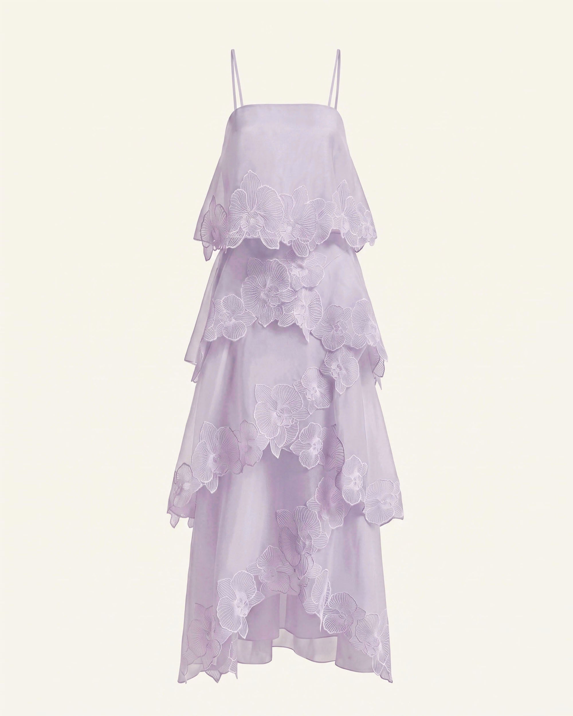 Orchid Embroidered Layered Maxi Dress - Light Purple