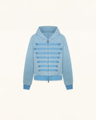 Military Button Hooded Zip - Baby Blue