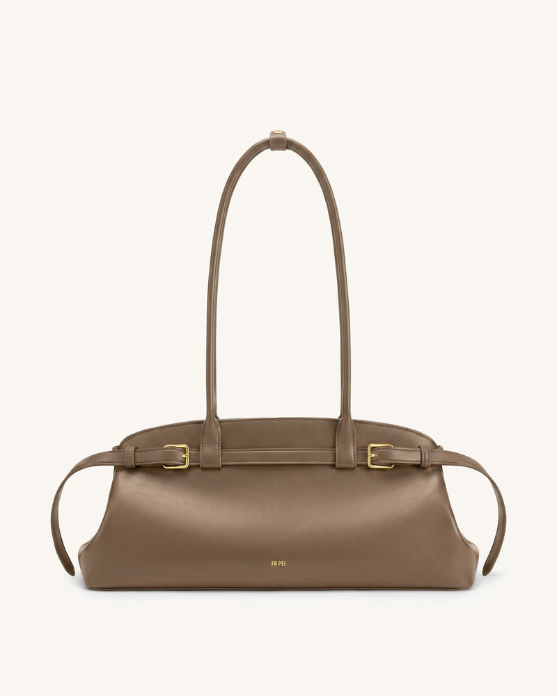 Arden Belt Detail East-West Shoulder Bag - Taupe