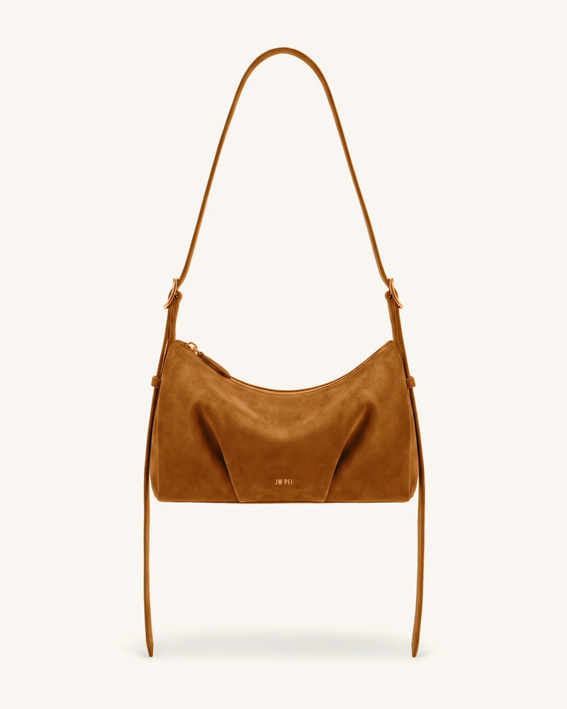 Loriette Faux Suede Crossbody Bag - Caramel Brown