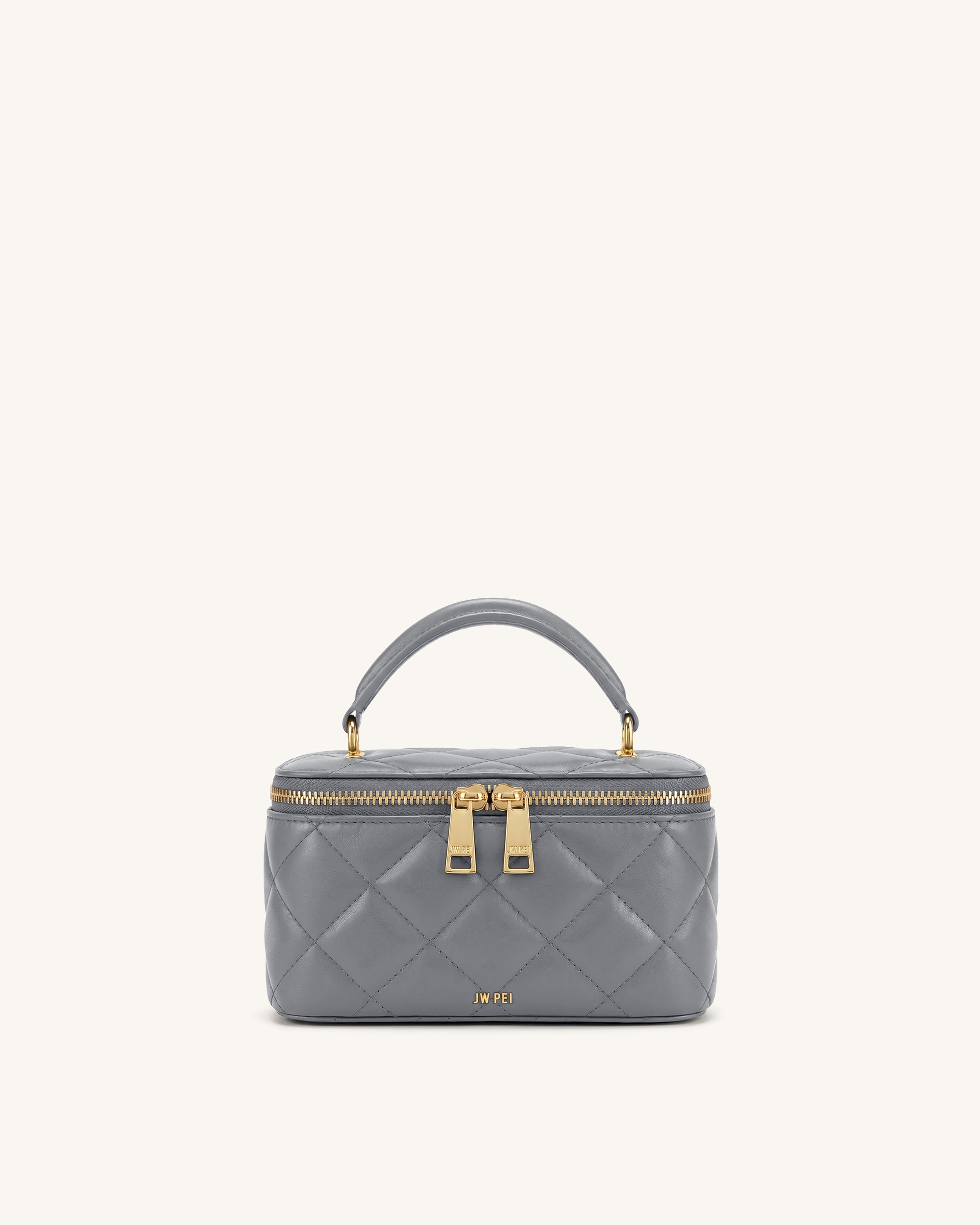 Vivienne Quilted Vanity Top Handle Bag - Gray