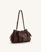 Harper Drawstring Shoulder Bag - Brown