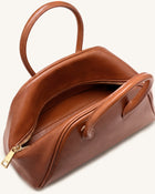 Veda Vintage Finish Bowler Bag - Saddle Brown