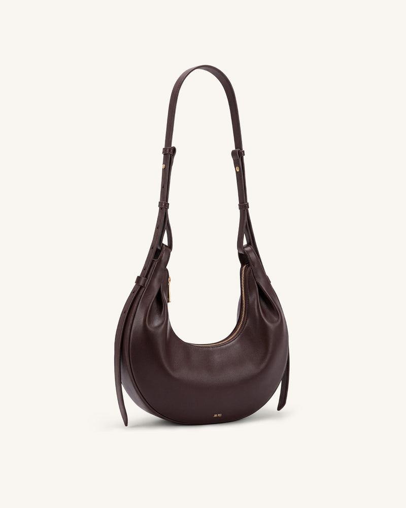 Sharon Crescent Crossbody Bag - Dark Brown
