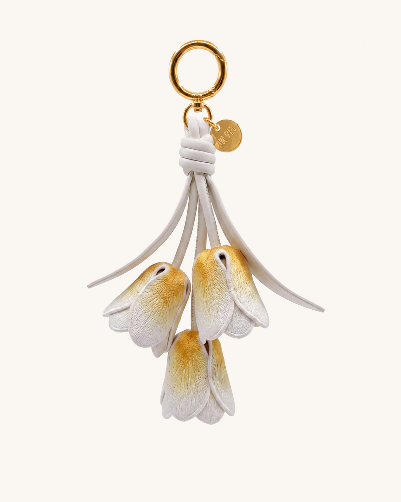 3D Embroidered Tulip Bag Charm - Gradient White