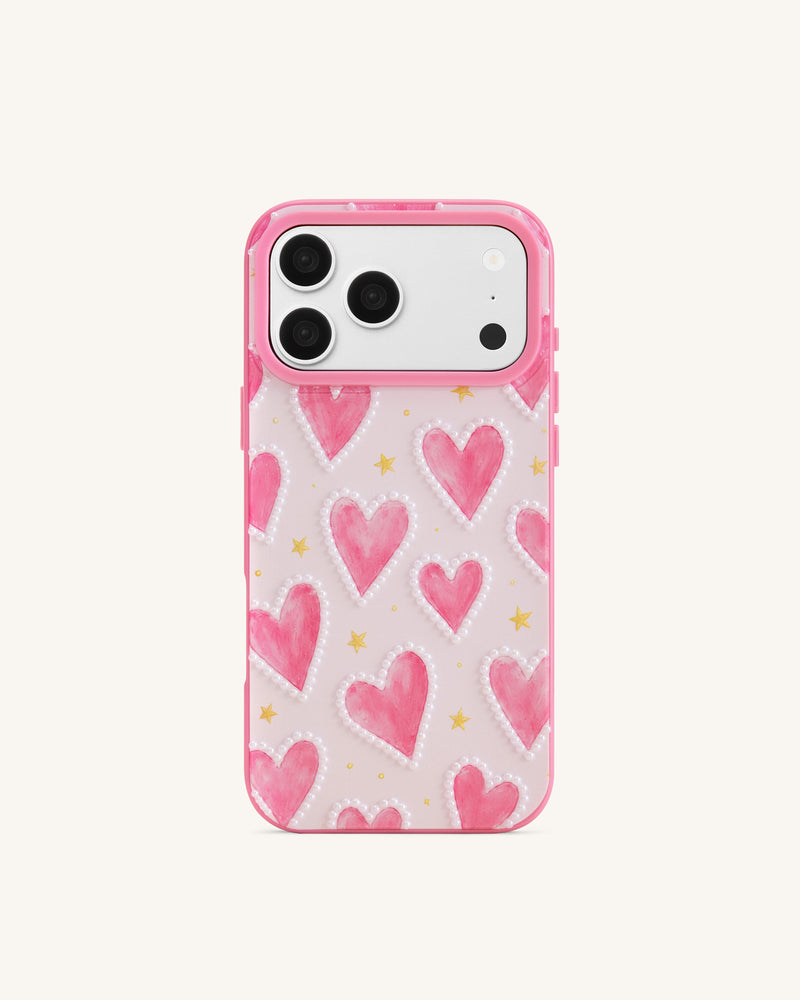 Pink Heart Pattern Phone Case - Pink