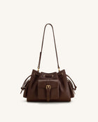Harper Drawstring Shoulder Bag - Brown