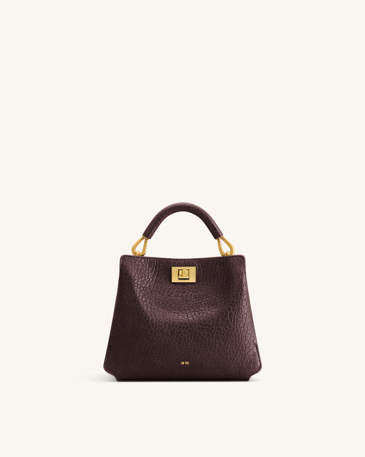Lucia Elephant-Effect Top Handle Bag - Dark Brown