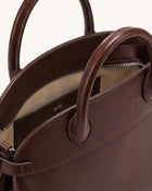 Arden Curved Top Handle Bag - Dark Brown