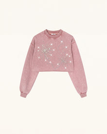 Sparkle Fireworks Cropped Sweatshirt - Bubblegum Pink