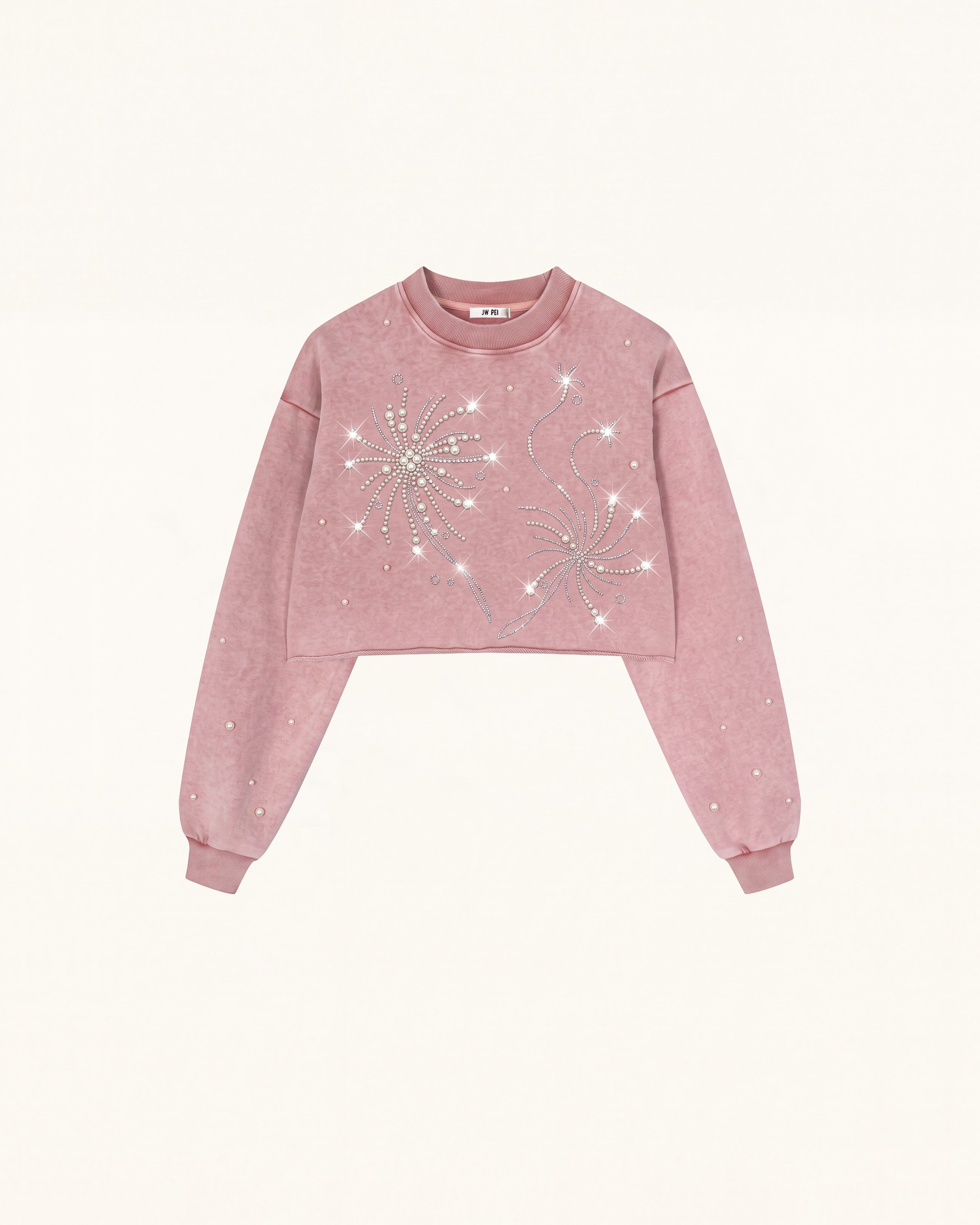 Sparkle Fireworks Cropped Sweatshirt - Bubblegum Pink