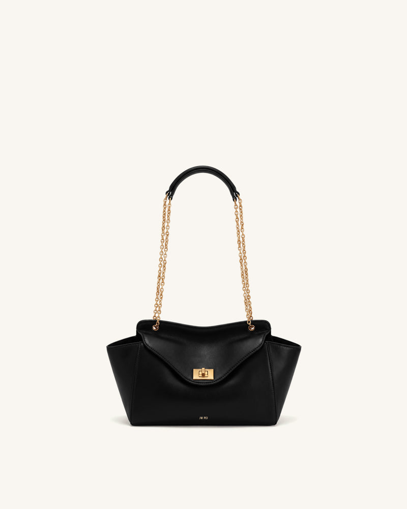 Lucia Envelope Chain Shoulder Bag - Black