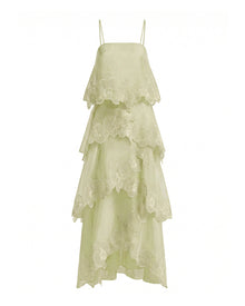 Orchid Embroidered Layered Maxi Dress - Light Green