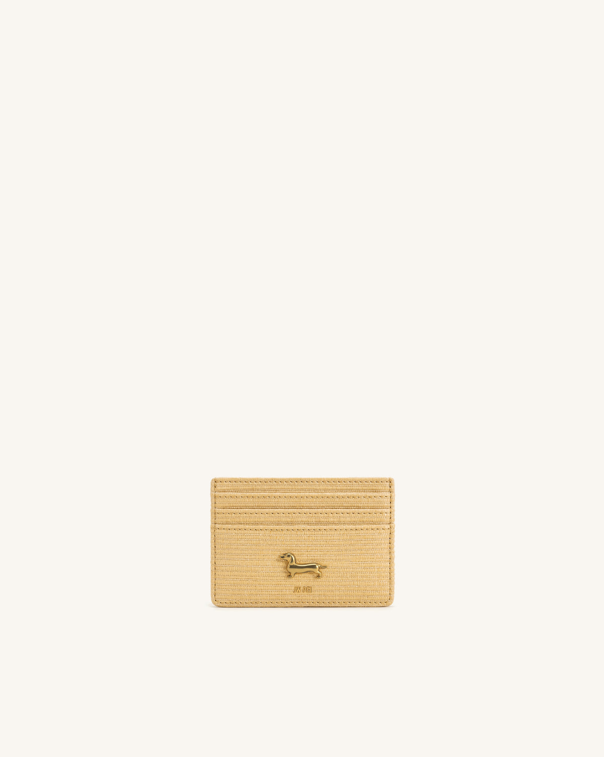 Maeve Faux Straw Dachshund Metal Emblem Card Holder - Natural