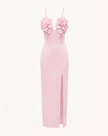 3D Floral Slit Maxi Dress - Blush Pink