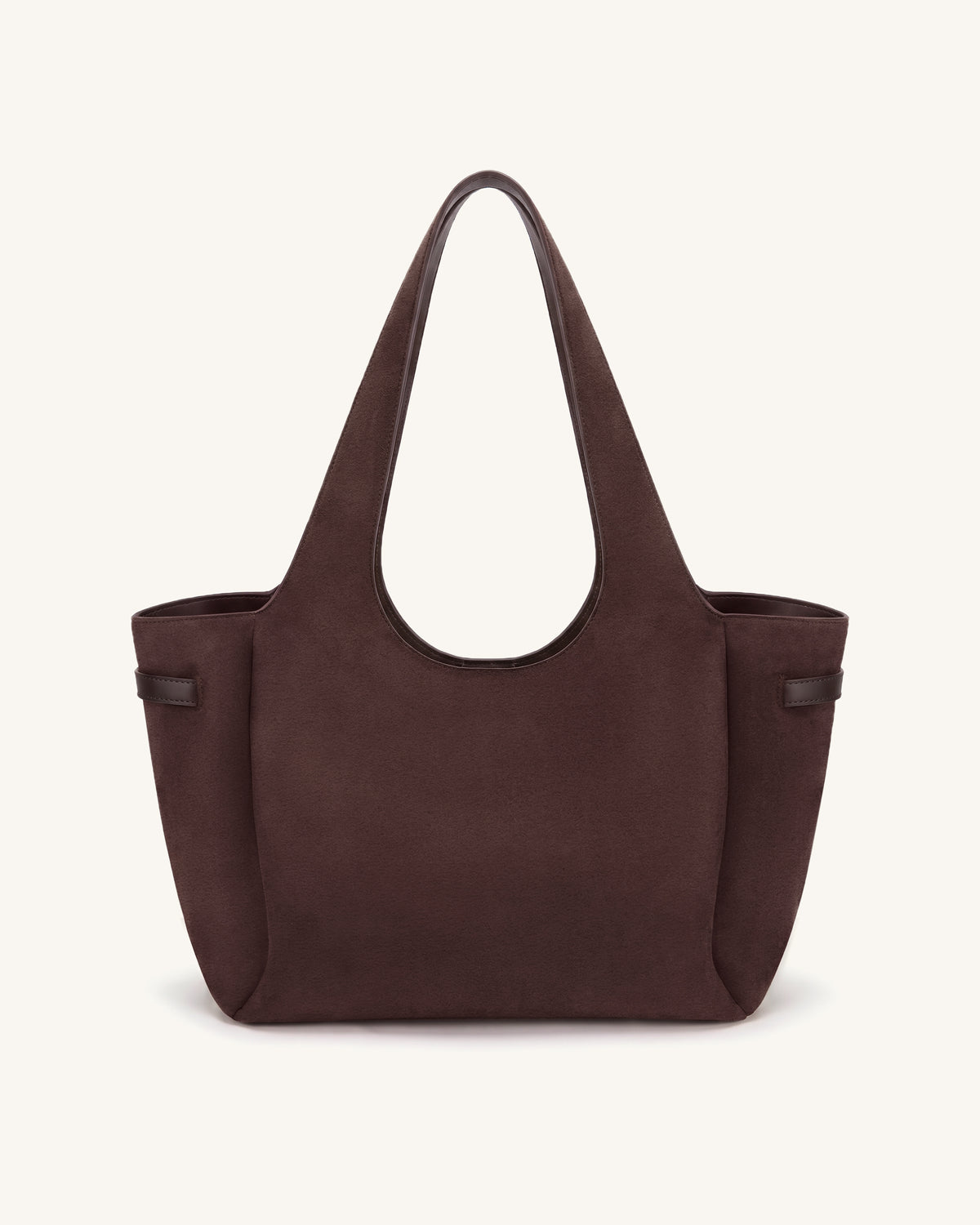 Hana Faux Suede Belt Detail Tote Bag - Dark Brown